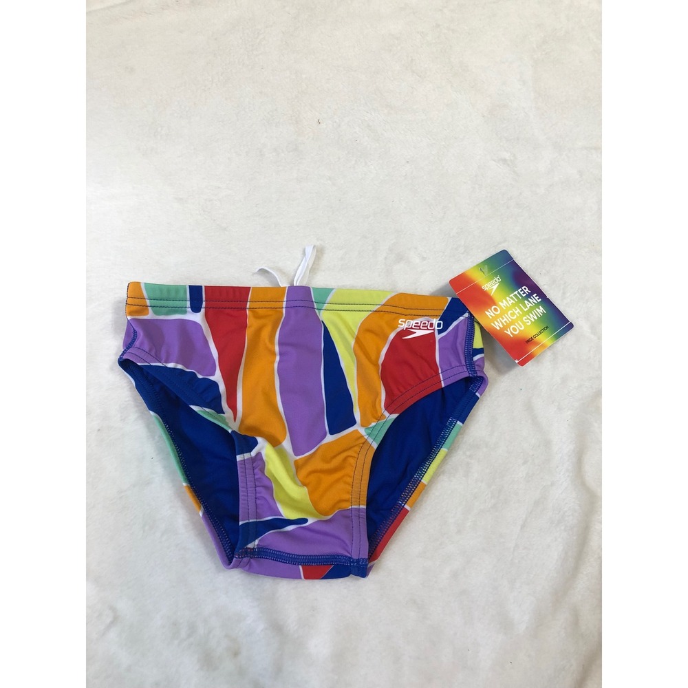 NEW Speedo Swim Brief Mens 28 True Cobalt Puzzle Pride Collection Endurance+